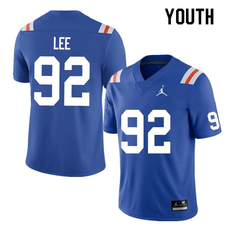 NCAA Florida Gators Jalen Lee Youth #92 Nike Blue Throwback Stitched Authentic College Football Jersey KTT3864KY